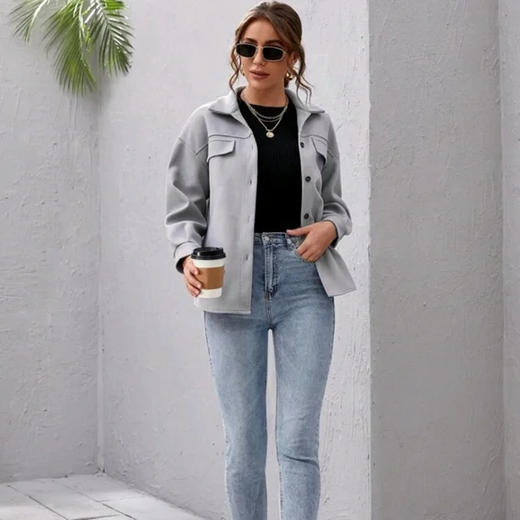 Drop Shoulder Buttoned Overcoat - Picture 4 of 6